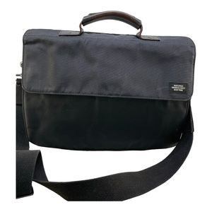 Jack Spade Black and Dark Brown Nylon Messenger Bag